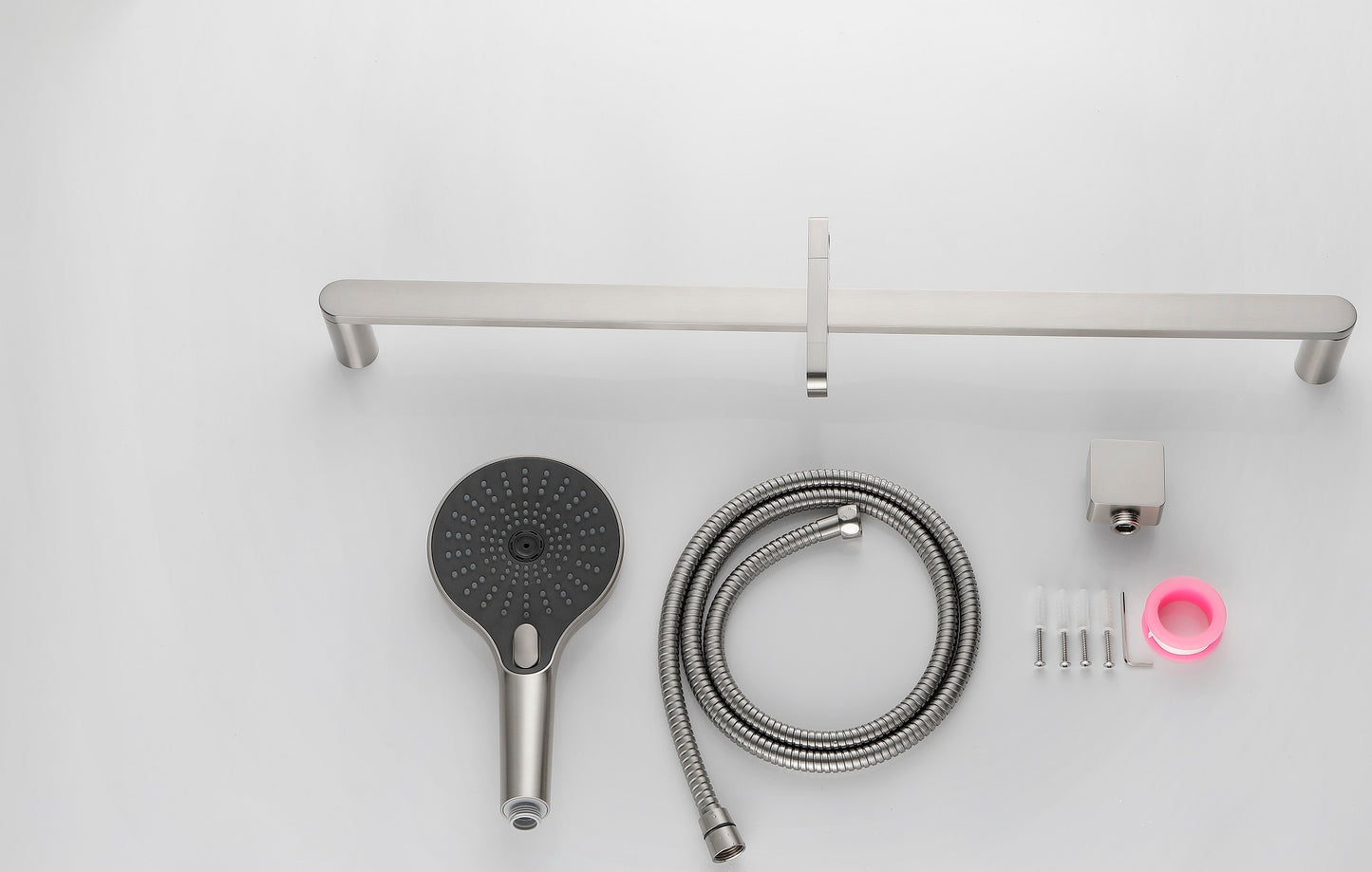 SH-Love-W1272: SHOWERS Stainless Steel Slide Bar Grab Rail Includes Handheld Shower Head and 69-Inch Hose