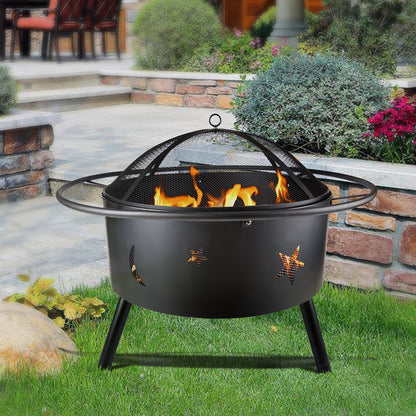 SH-Stove-997-YL32D: 32'' Bridgeman Star and Moon IRON Burning Outdoor FIRE PIT