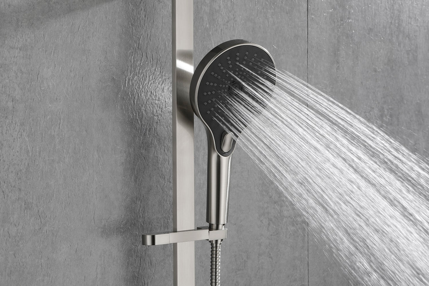 SH-Love-W1272: SHOWERS Stainless Steel Slide Bar Grab Rail Includes Handheld Shower Head and 69-Inch Hose