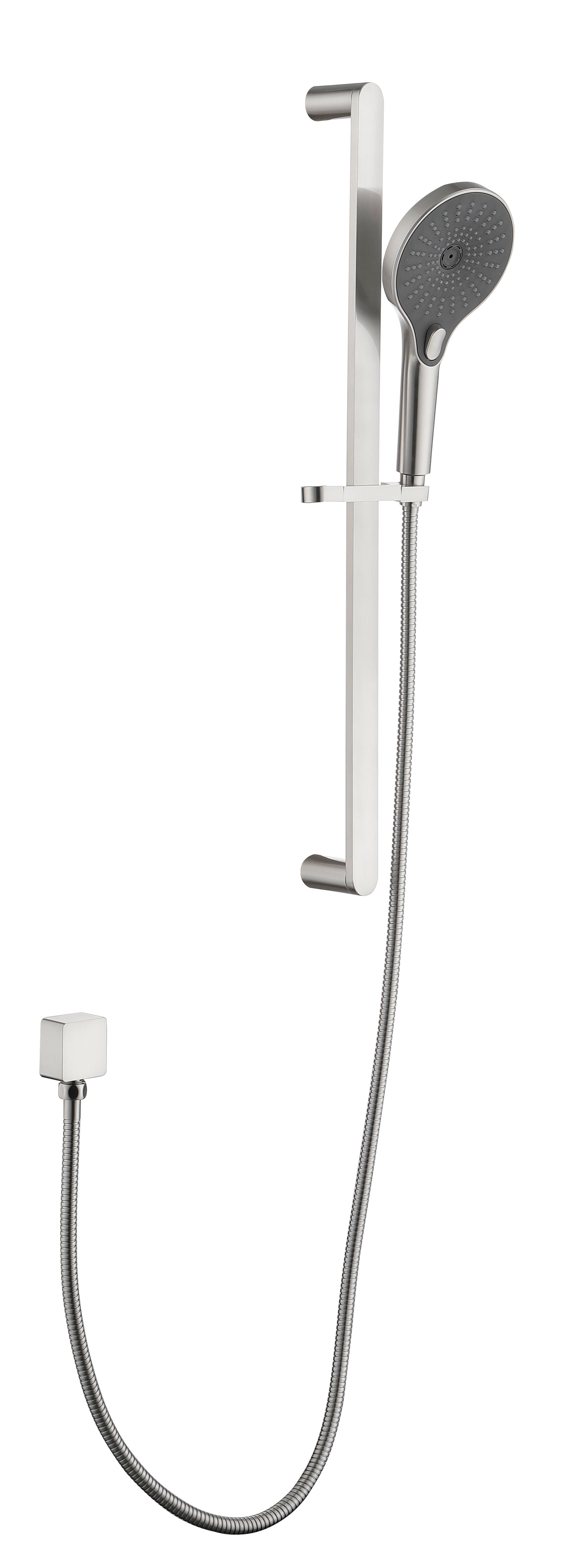 SH-Love-W1272: SHOWERS Stainless Steel Slide Bar Grab Rail Includes Handheld Shower Head and 69-Inch Hose