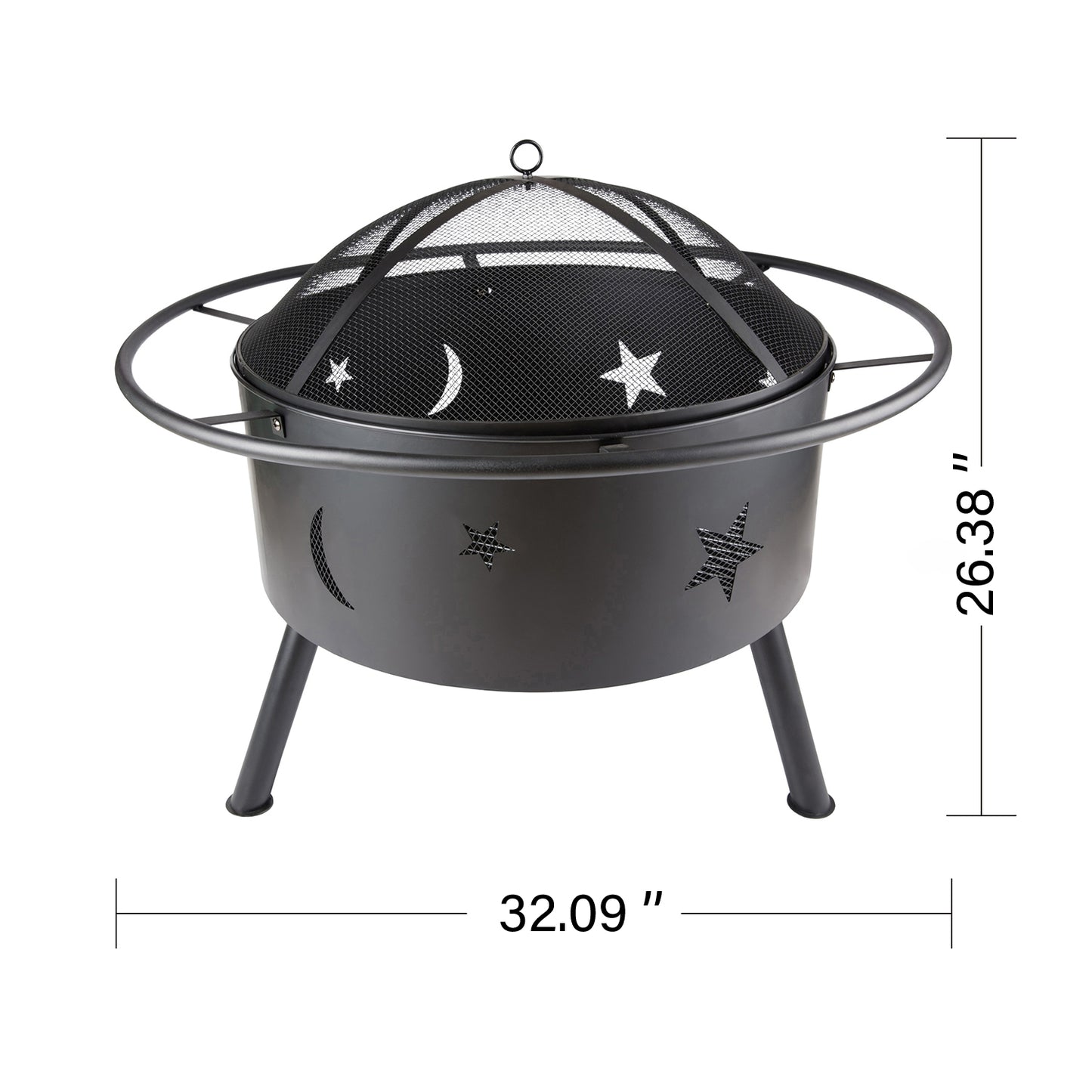 SH-Stove-997-YL32D: 32'' Bridgeman Star and Moon IRON Burning Outdoor FIRE PIT