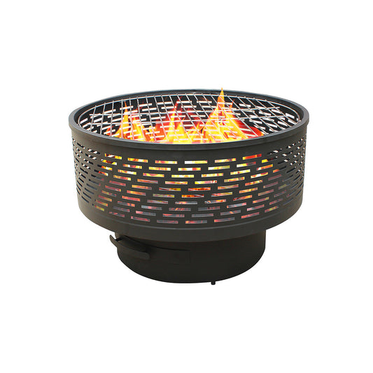 SH-Stove-2127126995: 26" Wood Burning Lightweight Portable Outdoor Firepit With Faux Wood Lid Backyard Fireplace for Camping Bonfire