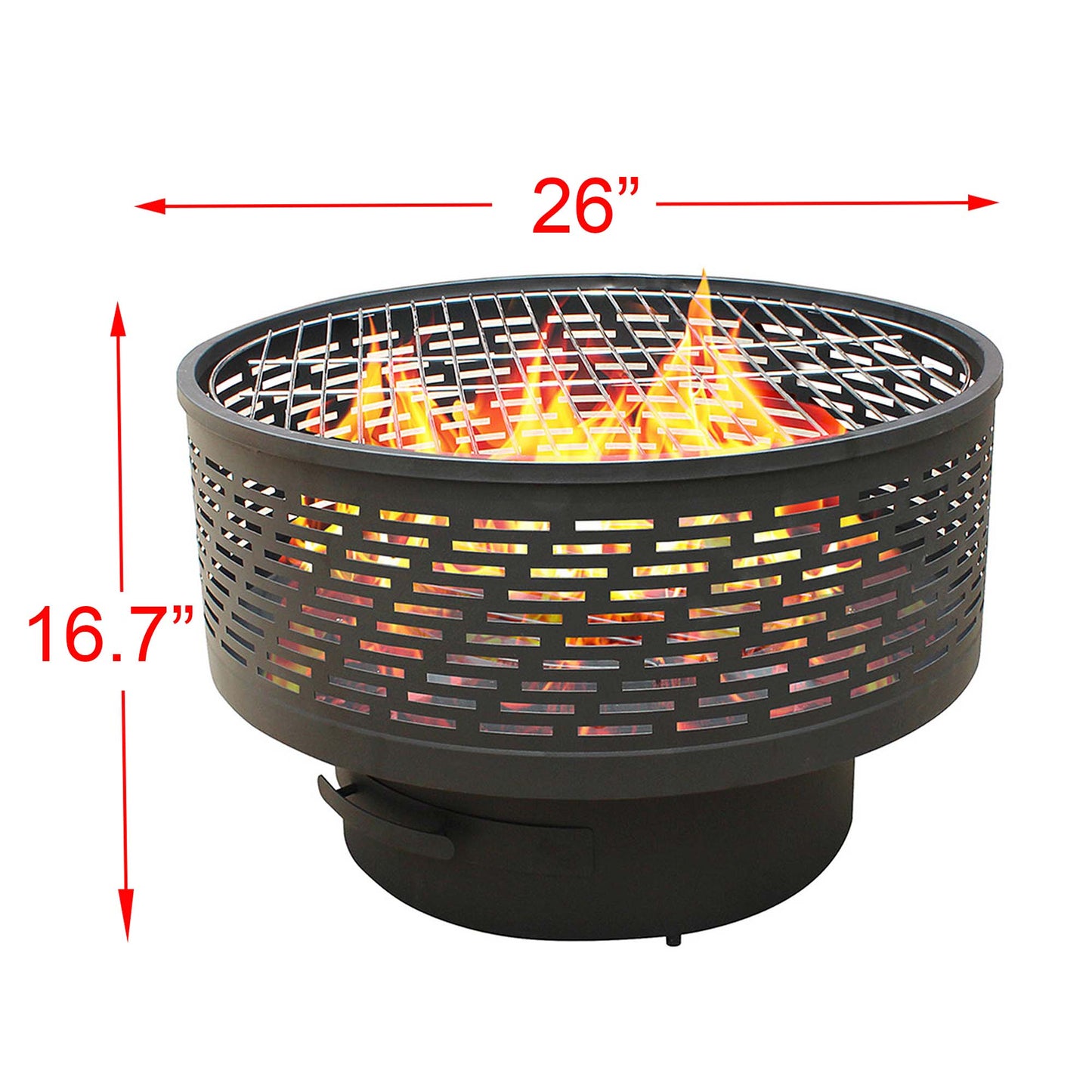 SH-Stove-2127126995: 26" Wood Burning Lightweight Portable Outdoor Firepit With Faux Wood Lid Backyard Fireplace for Camping Bonfire